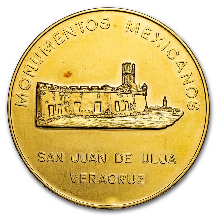 1963 Mexico Gold Medallic 50 Peso State of Veracruz AU Grove-1131